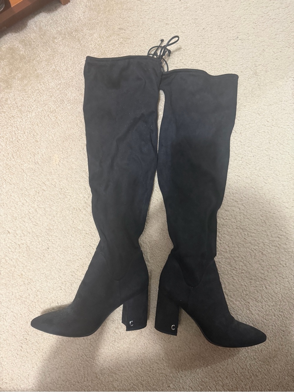 Circus by Sam Edelman Black Suede-Look Over-the-Knee Block Heel Boots